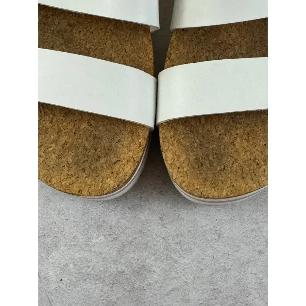 Reef Cushion Vista Hi White Double-Strap Platform Slide Sandals Womens Sz 8